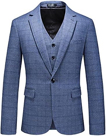 Mass 3 peças ternos de tweed slim fit terno xadrez manchas finas fatos para homens um botão Tuxedo Conjunto