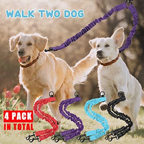 4 PCS Two cão coleira dupla coleira de cachorro Reflexivo 2 cães caminhando coleiras 360 ° Splitter de trela giratória