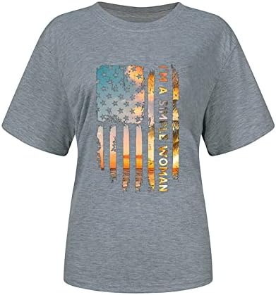 Independence Day Graphic Tees for Ladies Summer Summer Fall Sleeve Gree