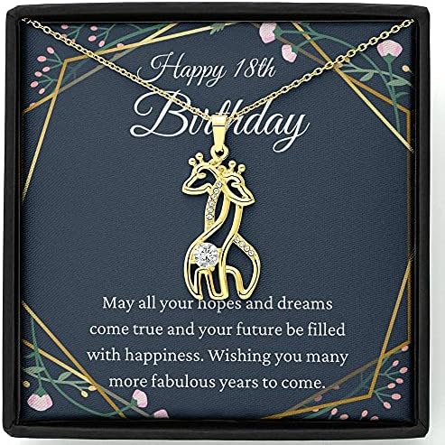 Jóias de cartão de mensagem, colar artesanal- colar de girafa personalizado, presente de aniversário de 18 anos para meninas,