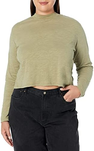 A camiseta de picada de manga longa e manga longa feminina