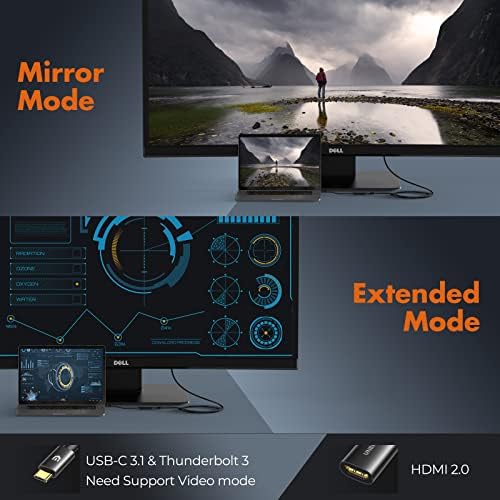 Adaptador USB C para HDMI, adaptador Tipo C para HDMI 4K@60HZ [Thunderbolt 3 Compatible], Saída de áudio de vídeo para MacBook