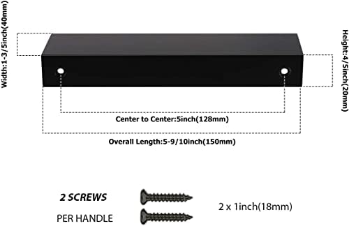 Peaha 10 pacote mate armário preto puxa 5 polegadas centros de furo gabinete lida com hardware de cozinha puxadores de dedo para armários