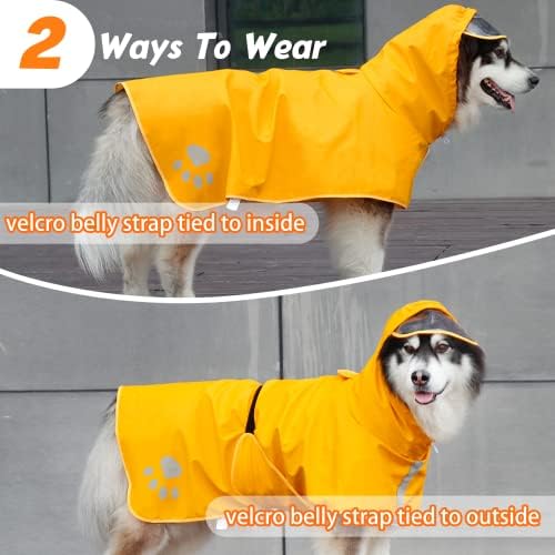 Capinho de chuva de cachorro Poncho mais liso - Casaco de chuva leve reflexivo de capa de chuva, cachorro à prova