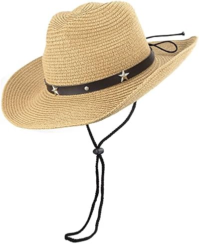 Chapéu de cowboy de palha para crianças meninas, chapéu de palha de praia de praia