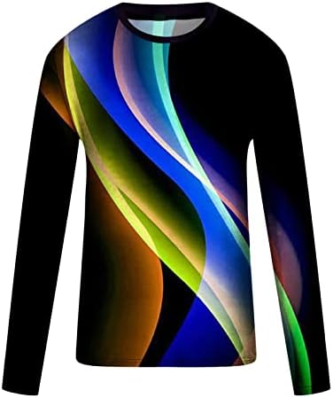 Designer camisas masculinas 3D Digital deslumbrado Impressão redonda do pescoço de manga longa Blusa de hidraturas de pullocolagem