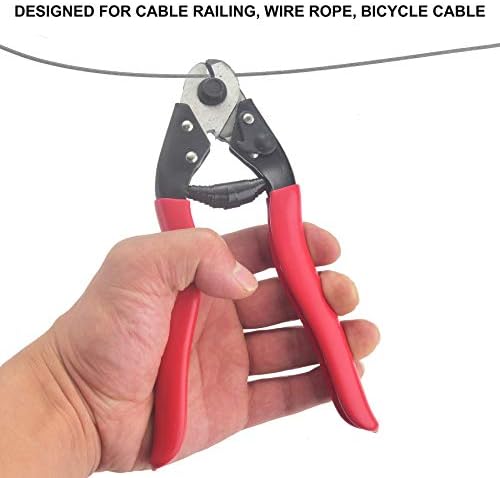 Cortador de cabo de aço inoxidável - Para corda de arame, cortador de cabos de bicicleta para trilhos de cabo, até 5/32 de cortador