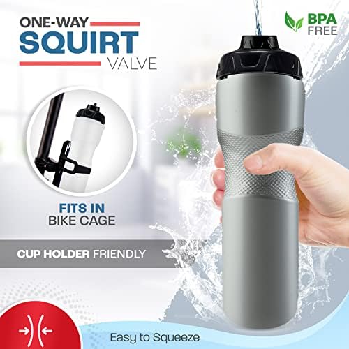50 Brand Brand 6-Pack Bulk Sports Water Bottle | 28 onças. Garrafa de esguicho com válvula unidirecional | Feito nos EUA