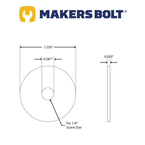 Arruela de pára-choque inoxidável de 1/4 , 1-1/4 de diâmetro externo, 18-8 aço inoxidável pelos fabricantes Bolt