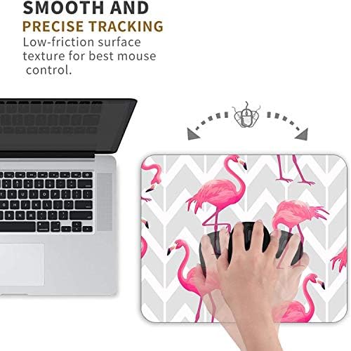 Almofada de mouse para jogos e montanhas-russas, mousepad de fundo geométrico cinza de flamingos tropicais rosa, mousepad,