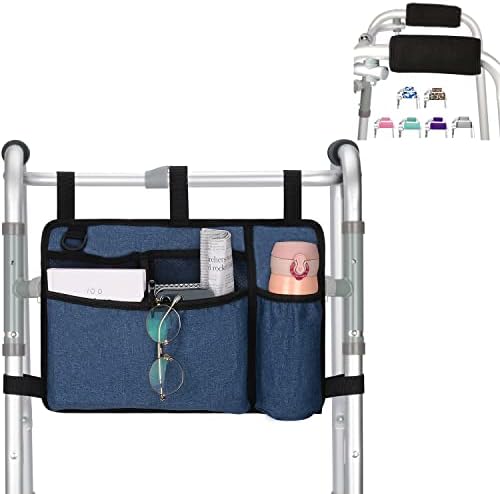 Saco de Walker supere e pacote Walker Grips, bolsa de cadeira de rodas resistente à água Cesta de acessórios dobráveis ​​e tampas de mão macia e acolchoada macia sem deslizamento preenchimento de almofada confortável
