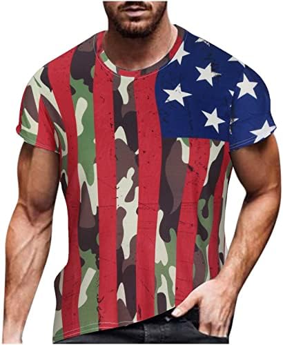 Camiseta americana de bandeira para homens, masculino de manga curta 4 de julho camiseta o pescoço de camiseta patriótica da bandeira