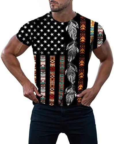 Camisetas patrióticas de beuu mens, bandeira de bandeira Retro dos EUA Tops Tops Summer Summer Manga curta Músculo Slim Fit Tam camiseta