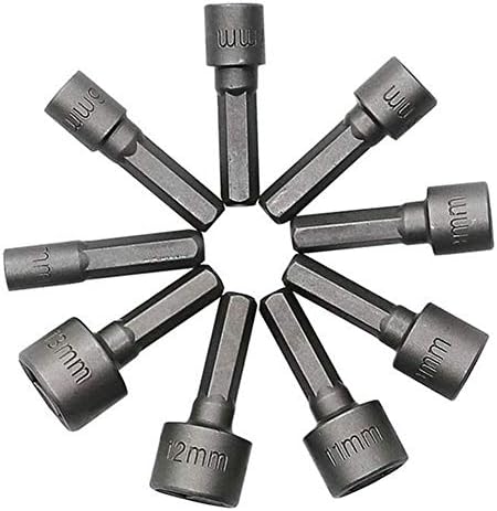 Chave de fenda 9pcs Adaptador Ferrill Bit Tool Set Métrica porca hexadecimal de 5 a 13 mm 1/4 para parafuso de chave