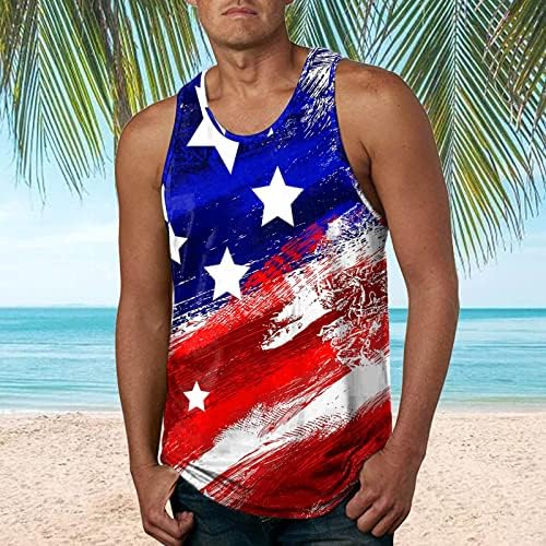 Tanques do Dia da Independência da BEUU Tampas para homens American T-shirt Retro Patriótico Summer Workout Beach Sleesess
