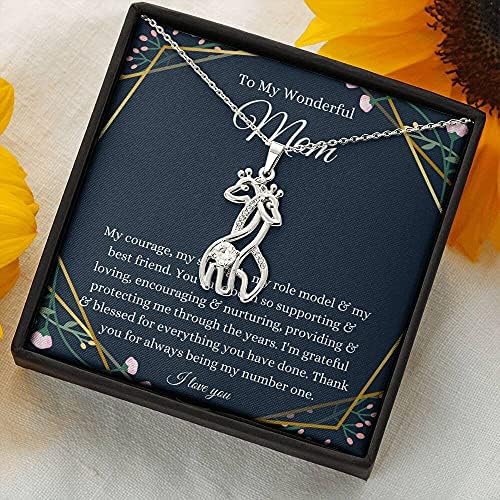 Jóias de cartão de mensagem, colar artesanal- presente personalizado girafa, para minha maravilhosa mãe presente, presente