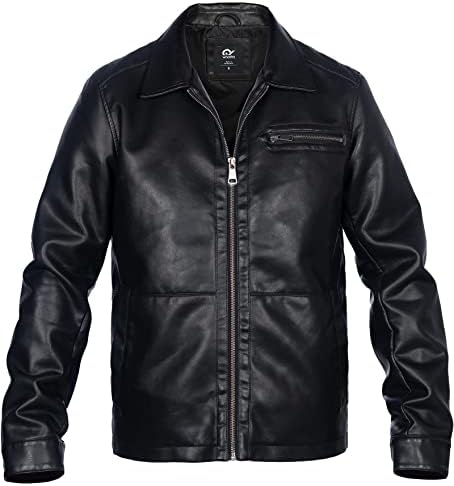 WhatTry Mens Faux Leather Jacket, Windbreaker acolchoado, casaco de bombardeiro de motociclistas com capuz