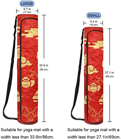 Feliz Ano Novo Chinês Sacos de Mat Yoga Full-Zip Yoga Carry Saco para homens, Exercício portador de tapete de ioga com cinta ajustável