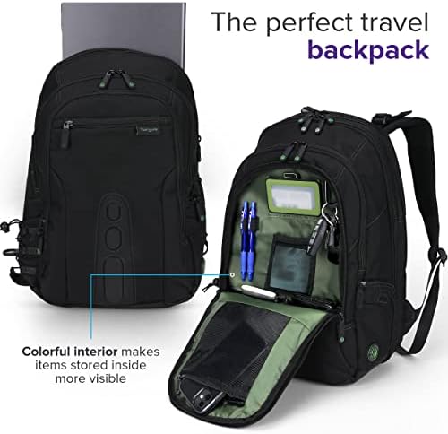 Targus Travel Laptop Mackpack para laptops de 17 polegadas, Mochila de Travel On de Viagem para homens para homens/faculdades