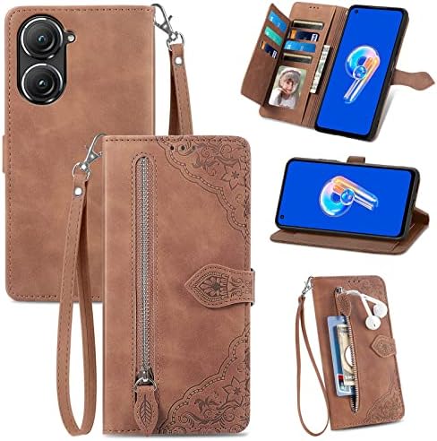 Caixa de carteira da carteira de flip de telefone Kydco Caixa de carteira de couro premium para capa ASUS ZENFONE 9, capa de