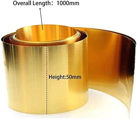 Yiwango Brass Metal Placa de folha fina de folha 50 mm x 1000 mm, 0,15 mm x 50 mm x 1000 mm, tamanho: 0,1 mm x 50 mm