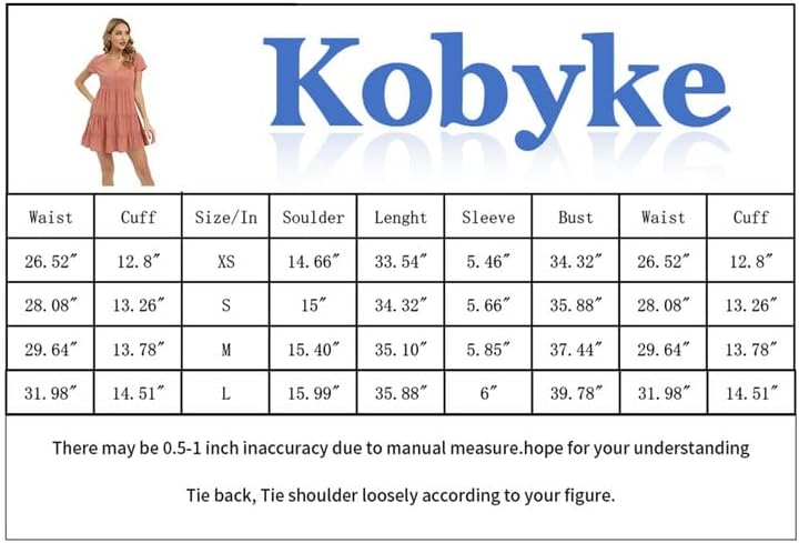 Vestidos de verão kobyke para mulheres V vestido de manga curta de pescoço