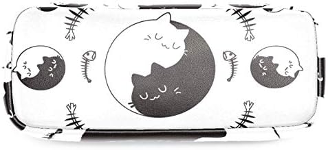 Saco de caneta para lápis de couro de peixe gato com bolsa de artigos de papelaria dupla com zíper para o escritório de trabalho escolar meninos meninas