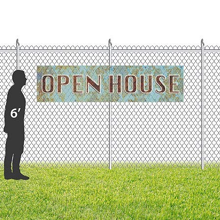 CGSignLab | Open House -Ghost envelhecida Banner de vinil de malha ao ar livre e resistente ao vento | 8'x2 '