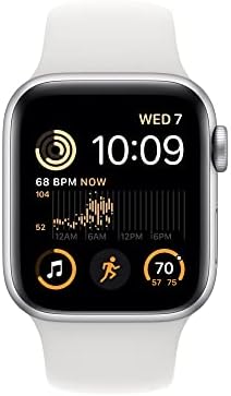 Apple Watch SE GPS + Caso de alumínio de prata de 40 mm celular com banda esportiva branca - m/l com appleCare +