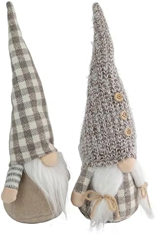 Northlight Set of 2 Gingham Nordic Christmas Gnomes, 13 , bege e branco