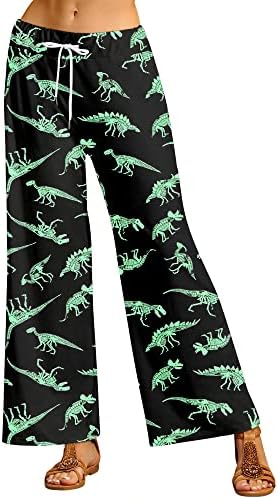 Calças de pijama de dinossauro de OUnar para mulheres confortáveis ​​engraçadas PJS Pesquisa de amarração da cintura calças
