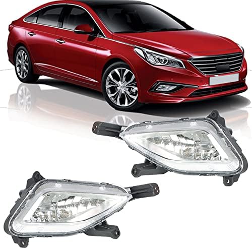 Luzes de nevoeiro SILSCVTT 2PCS Substituição de montagem para 2015-2017 Hyundai Sonata Lente transparente com lâmpadas acionando luminárias de luzes de nevoeiro esquerdo+lado direito