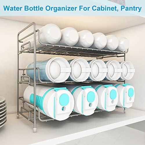 MEFIRT Organizador de garrafas de água de três camadas, o refrigerante pode acumular suporte para despensa de gabinete e