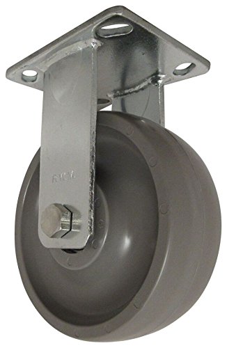 RWM Casters 65 Série Plate Caster, Rigid, Kingpinless, roda de elastômero, rolamento de esferas, capacidade de 1800 lbs, diâmetro da