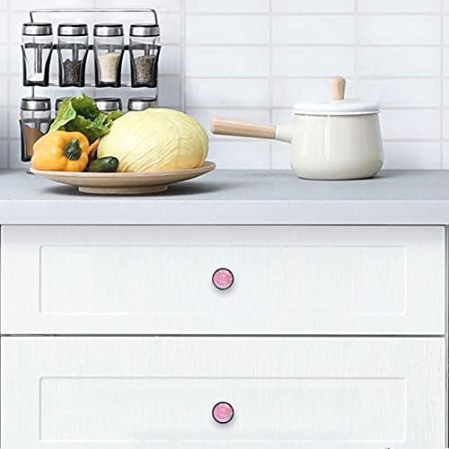 KaRaDo Mantenha a calma e adoro maçanetas de gaveta de padrões rosa 4 peças botões redondos de armário com parafusos adequados