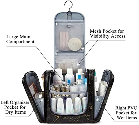 Bagsmart Bolsa de higiene grande grande para mulheres, saco de higienes, higiene pessoal para viajar para viajar, bolsa de
