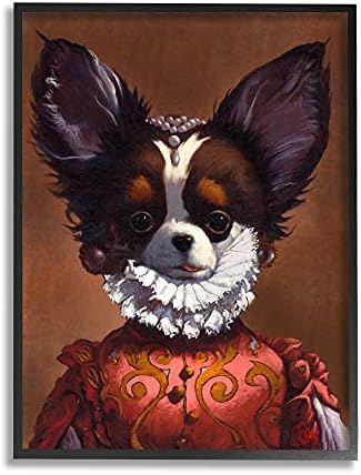 Stuell Industries Funny Royal Puppy Retrato Pet Cão Renascença Renascença, Design de Thomas Fluharty Black Framed Wall Art, 11