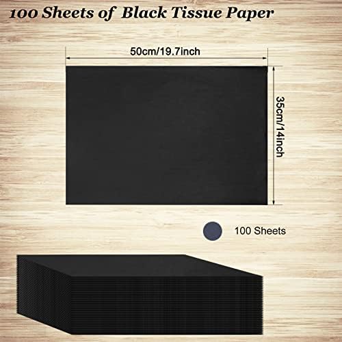 100 folhas papel de seda preto - artdly 14 x 20 polegadas Reciclable preto papel de embrulho em massa para casamentos Aniversário