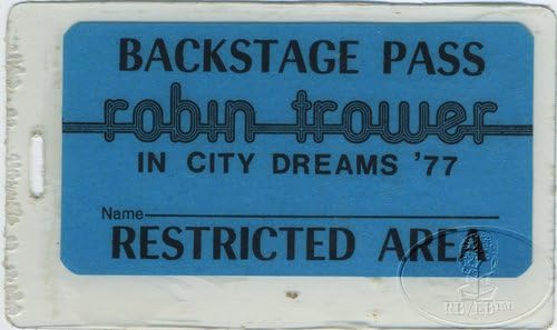 Robin Trower 1977 em City Dreams Tour laminado nos bastidores