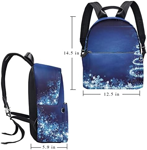 Tbouobt Leation Travel Mackpack Laptop Laptop Casual Mochila Para Mulheres Homens, Blue Christmas Tree Snowflake