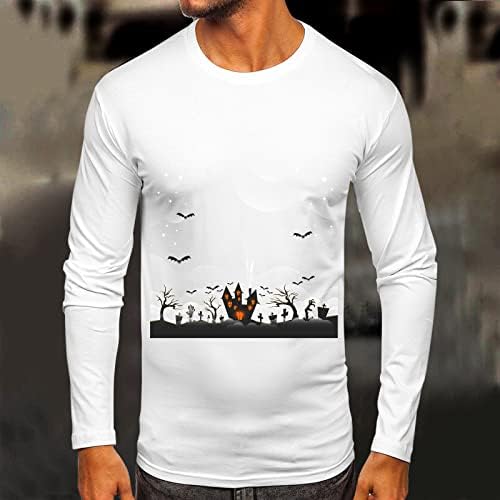 Camisetas masculinas de Halloween ZDDO, festa casual de festa assombrada de manga longa e engrenagem de exercícios de exercícios