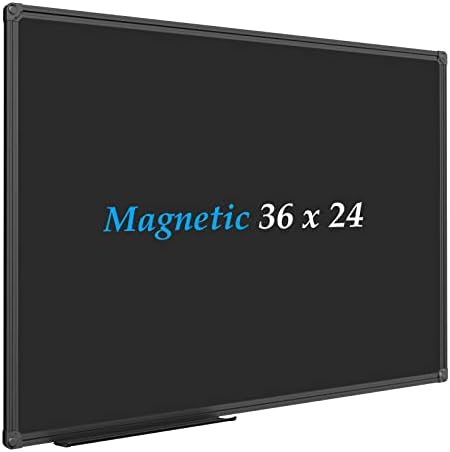 JILOFFICE MAGNETEL BLACK REGRAÇÃO / quadro preto 36 x 24 polegadas, quadro de estrutura de alumínio preto com bandeja