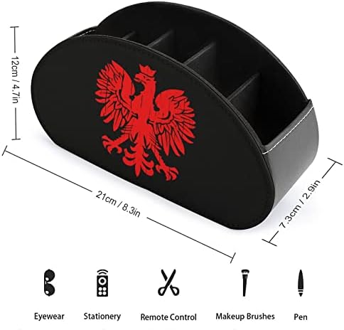 Polish Flag Eagle PU Couro Controles remotos Caixa de organizador de armazenamento de desktop com 5 compartimentos