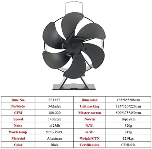 Fan de chaminé Wxbdd 6 Blades Fãs de lareira Fãs de economia de energia necessários para o forno movido a calor quieto