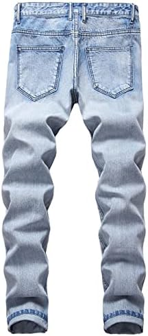 Jeans destruídos destruídos para homens da perna reta Slim calça jeans casual Vintage Hip Hop Jean com buracos