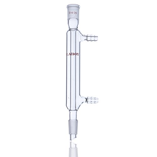 Condensador Liebig de vidro Laboy com 14/20 juntas 120 mm em comprimento de jaqueta usado em refluxo ou copo de laboratório