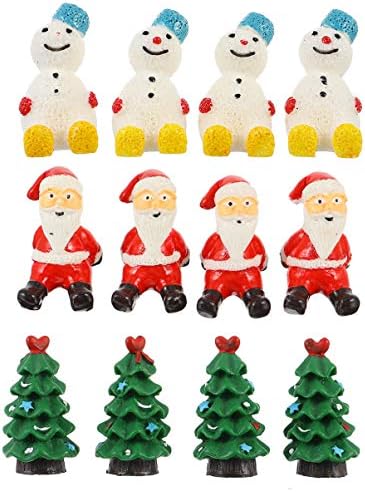 PretyZoom 12pcs Xmas Resina Miniatura Toys de Natal Tree Snowman Snow Papai Noel Casas Felizes Fairy Garden Moss Crafts Ornament
