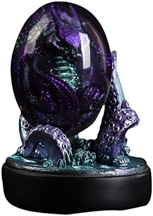 Yuab luminoso lava dragão ovo - resina transparente lava roxo ovo - ornamentos esculpidos à mão Decoração de estátua de