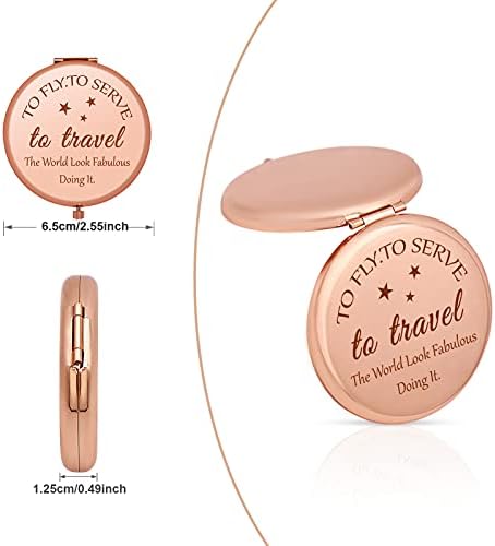 Comissária de bordo de Jielahua Agradecimentos presentes de apreciação presentes Viajando Gold Rose Gold Compact espelho