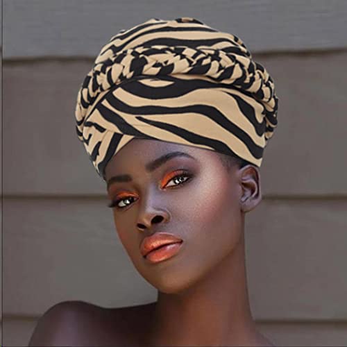 Aieoe a cabeça de turbante africana envolve bege leopardo quimioterapia touca de tampa de tampa de tampa da cabeça pré-amarrada